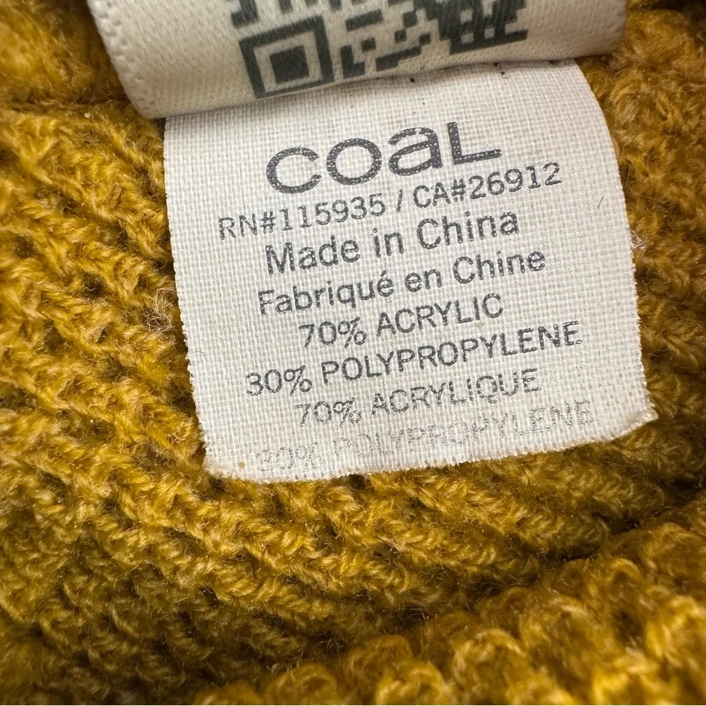 Coal Mustard Yellow Waffle Knit Beanie Rainbow Trees Patch Outdoor Hiking Unisex